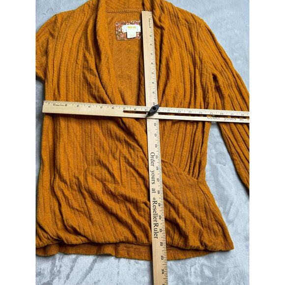 Anthropologie Maeve Rafela Hacci Surplice Top Womens XS Long Sleeve Brown - Picture 12 of 14